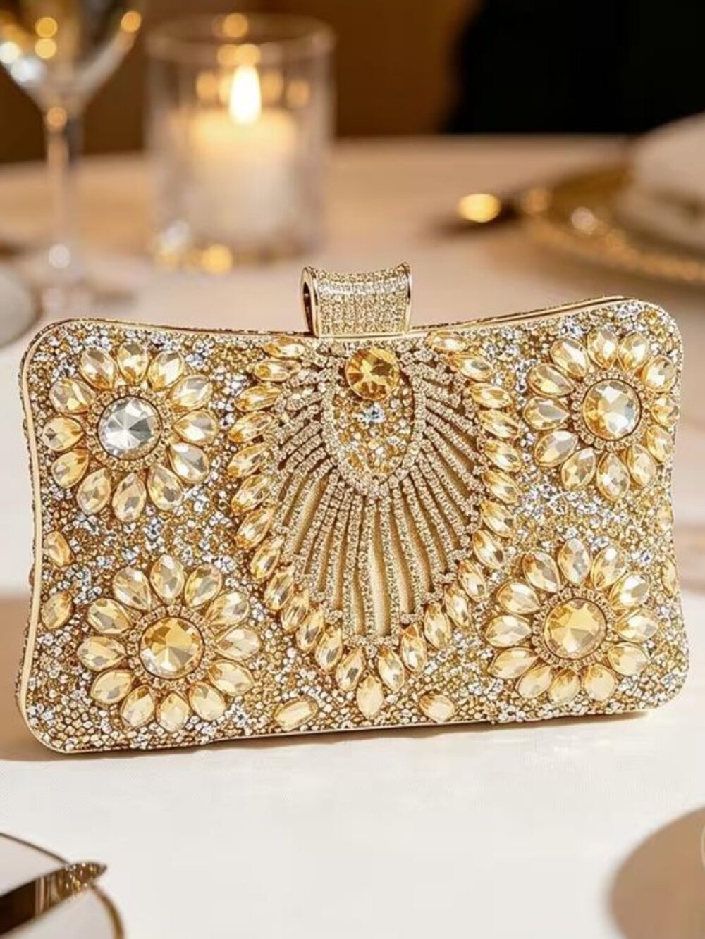 GOLDEN CRYSTAL EVENING BAG